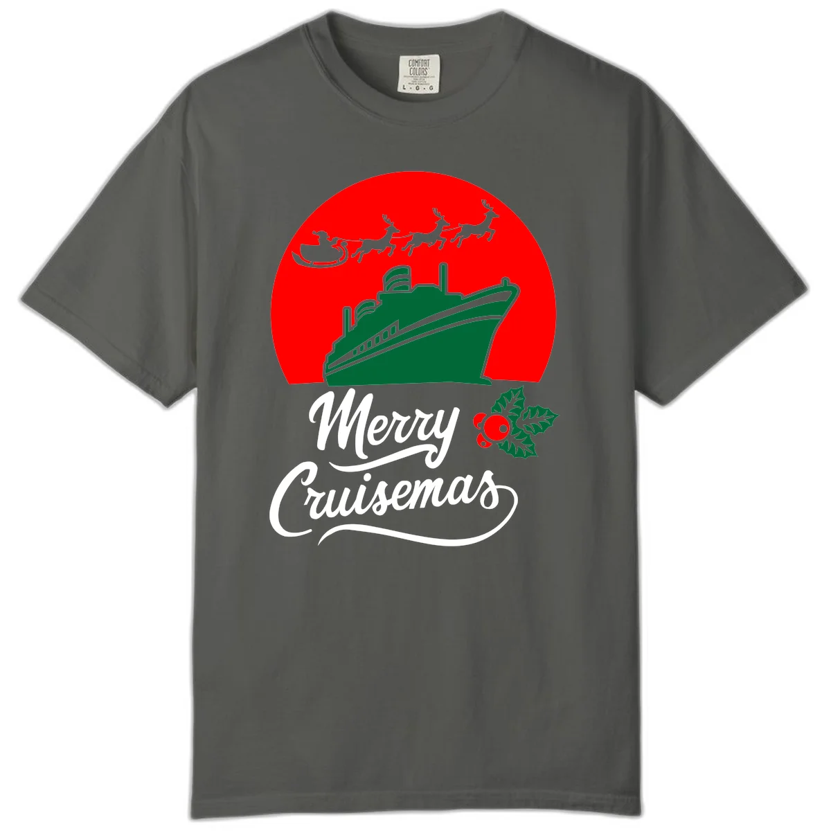 Merry Cruisemas Holiday Cruise Comfort Color Tee in Pepper