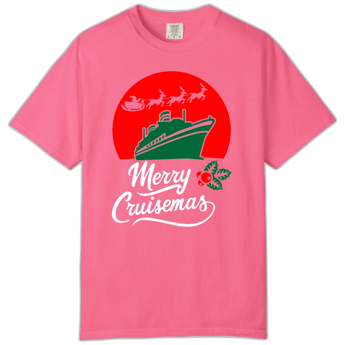 Merry Cruisemas Holiday Cruise Comfort Color Tee in Crunchberry