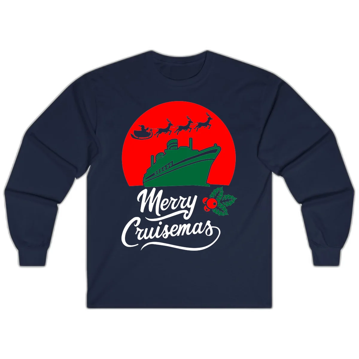 Merry Cruisemas Holiday Cruise Long Sleeve Tee in Navy