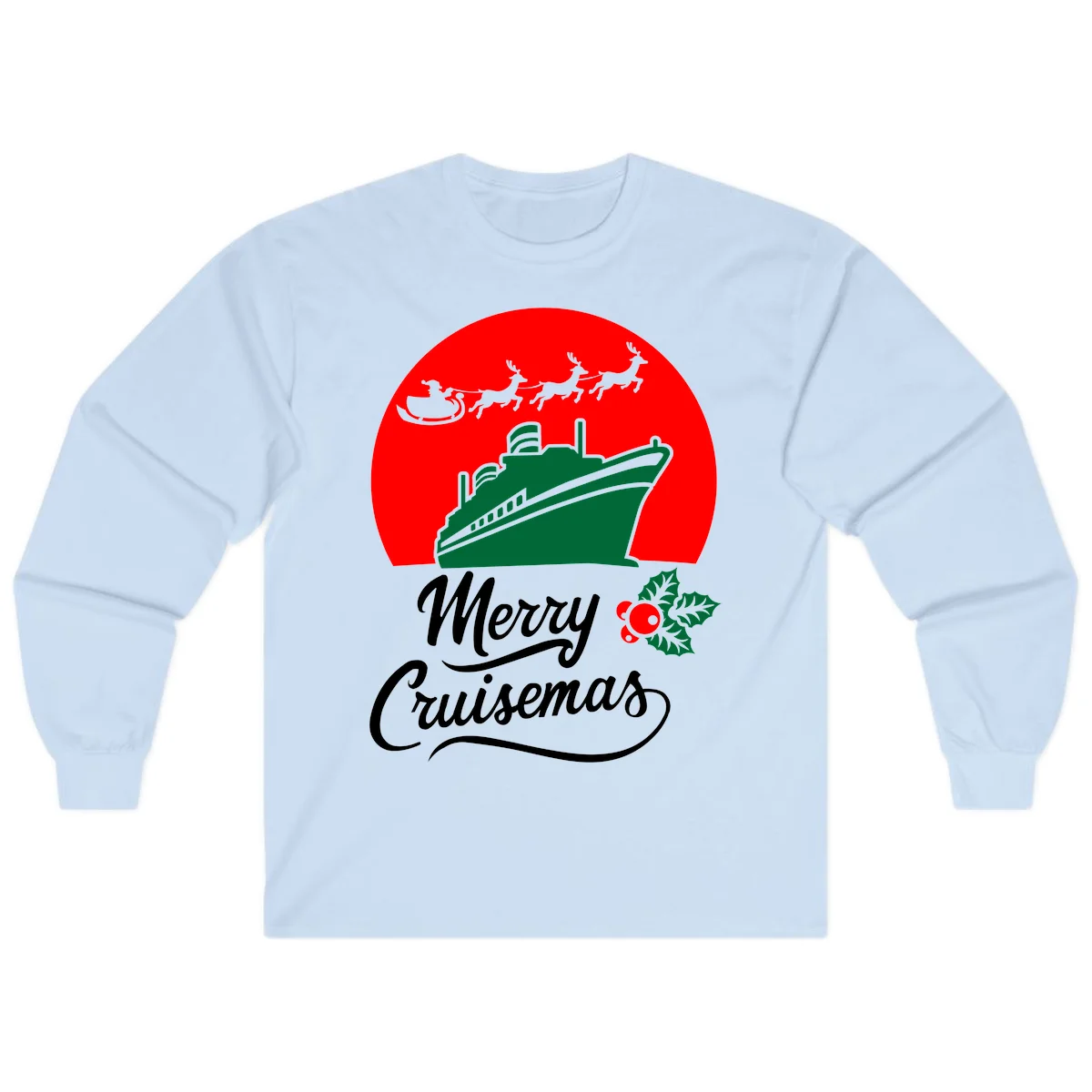 Merry Cruisemas Holiday Cruise Long Sleeve Tee in Light Blue
