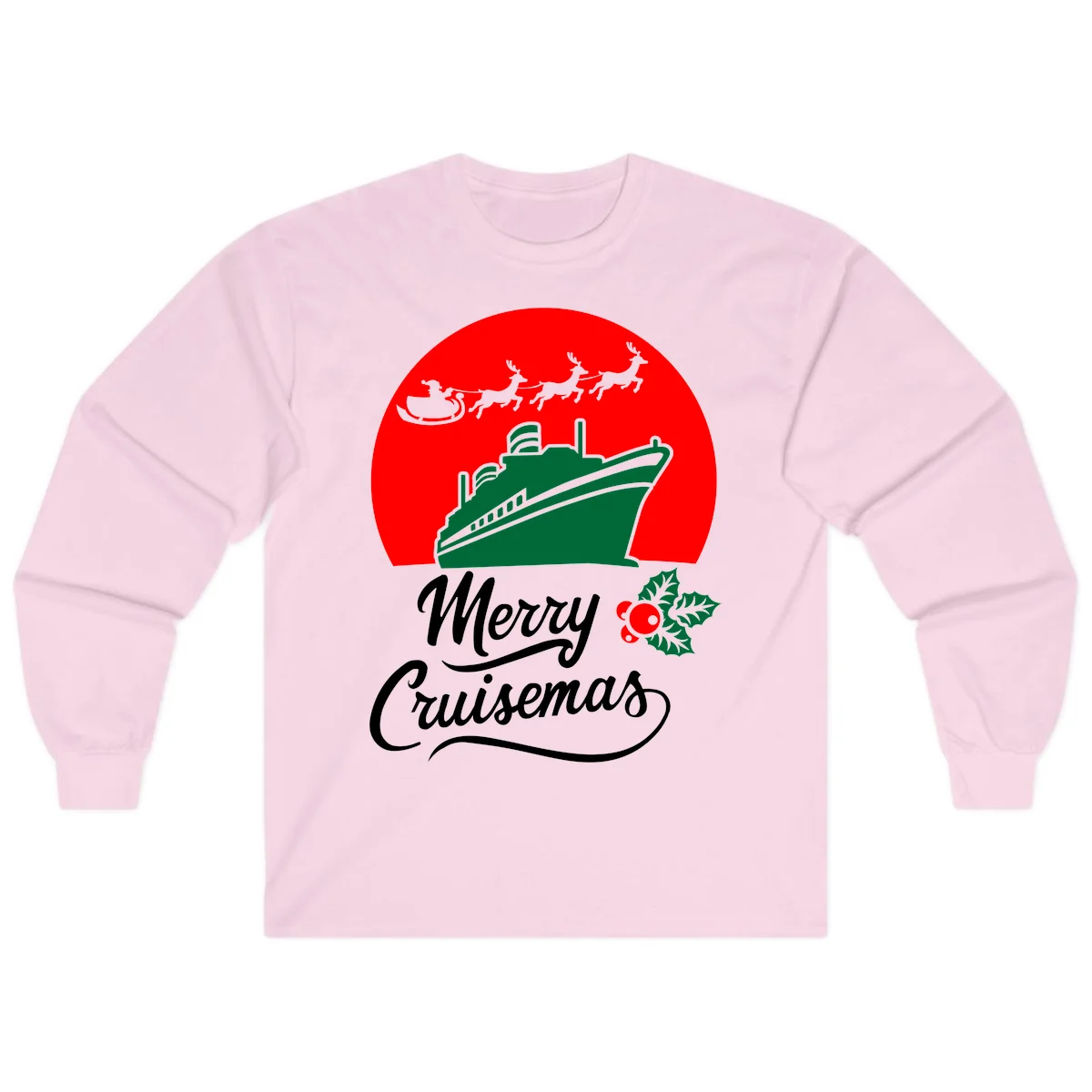 Merry Cruisemas Holiday Cruise Long Sleeve Tee in Light Pink