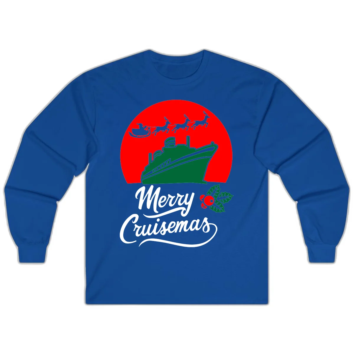 Merry Cruisemas Holiday Cruise Long Sleeve Tee in Royal