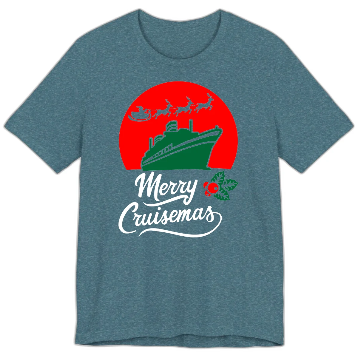 Merry Cruisemas Festive Holiday Premium T-Shirt in Heather Deep Teal