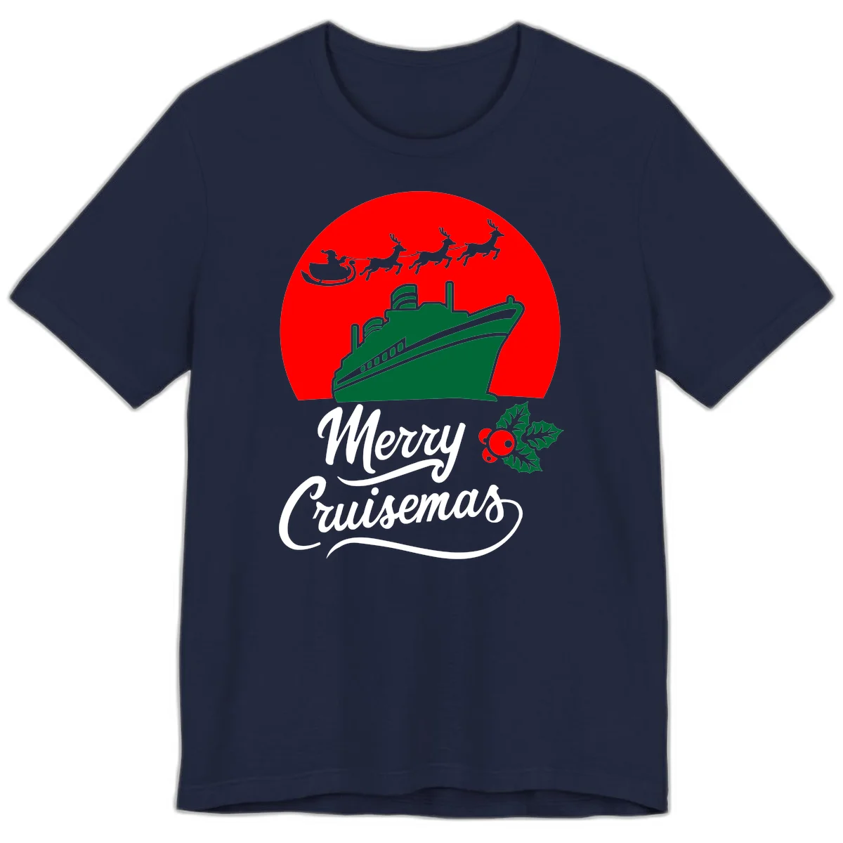 Merry Cruisemas Festive Holiday Premium T-Shirt in Navy
