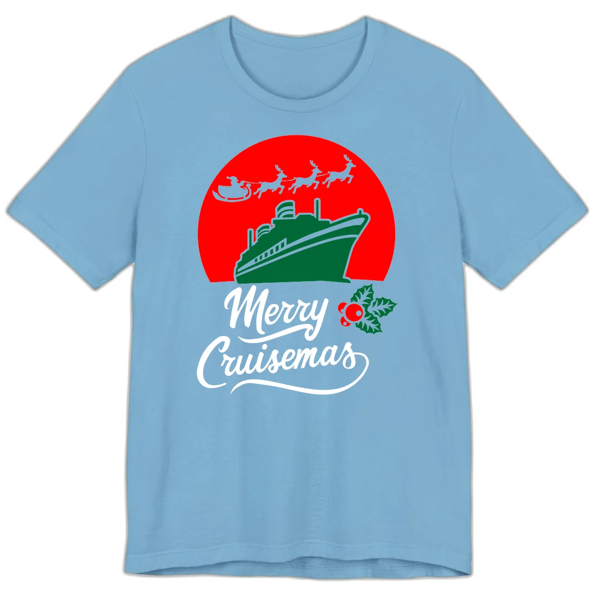 Merry Cruisemas Festive Holiday Premium T-Shirt in Ocean Blue