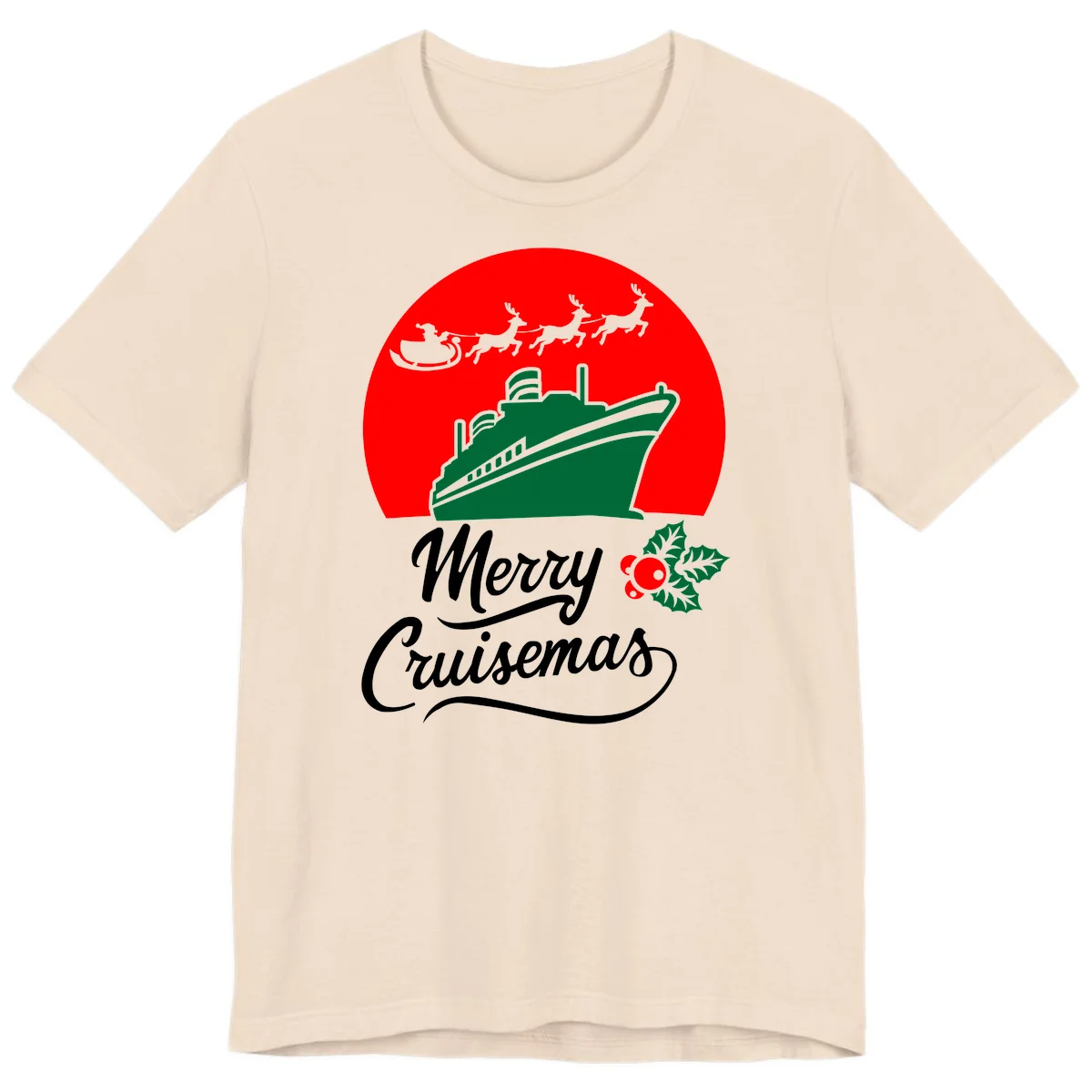 Merry Cruisemas Festive Holiday Premium T-Shirt in Soft Cream