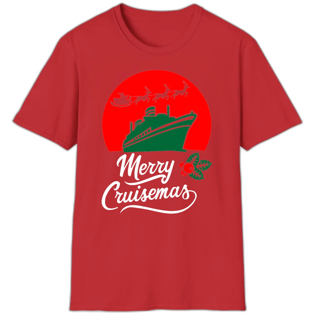 Merry Cruisemas Holiday Cruise Ship Christmas T-Shirt in Red