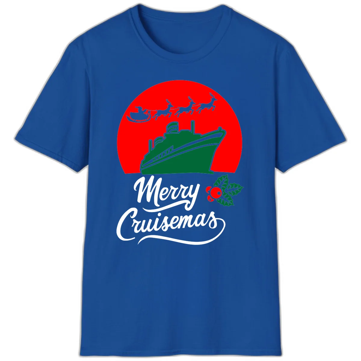 Merry Cruisemas Holiday Cruise Ship Christmas T-Shirt in Royal