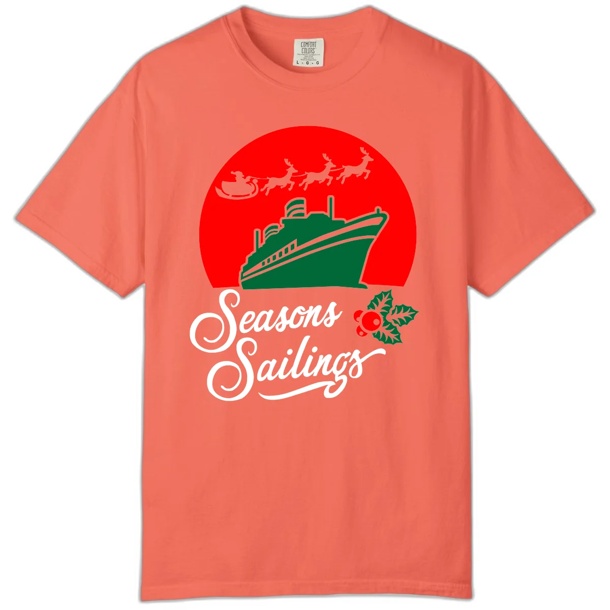 Seasons Sailings Cruise Ship Holiday Comfort Color in Bright Salmon