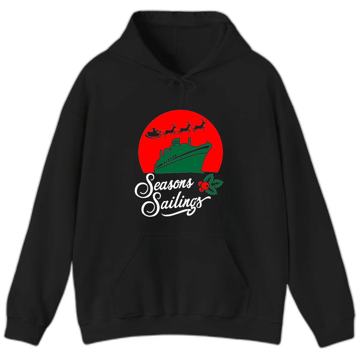 Seasons Sailings Cruise Ship Holiday Hoodie in Black