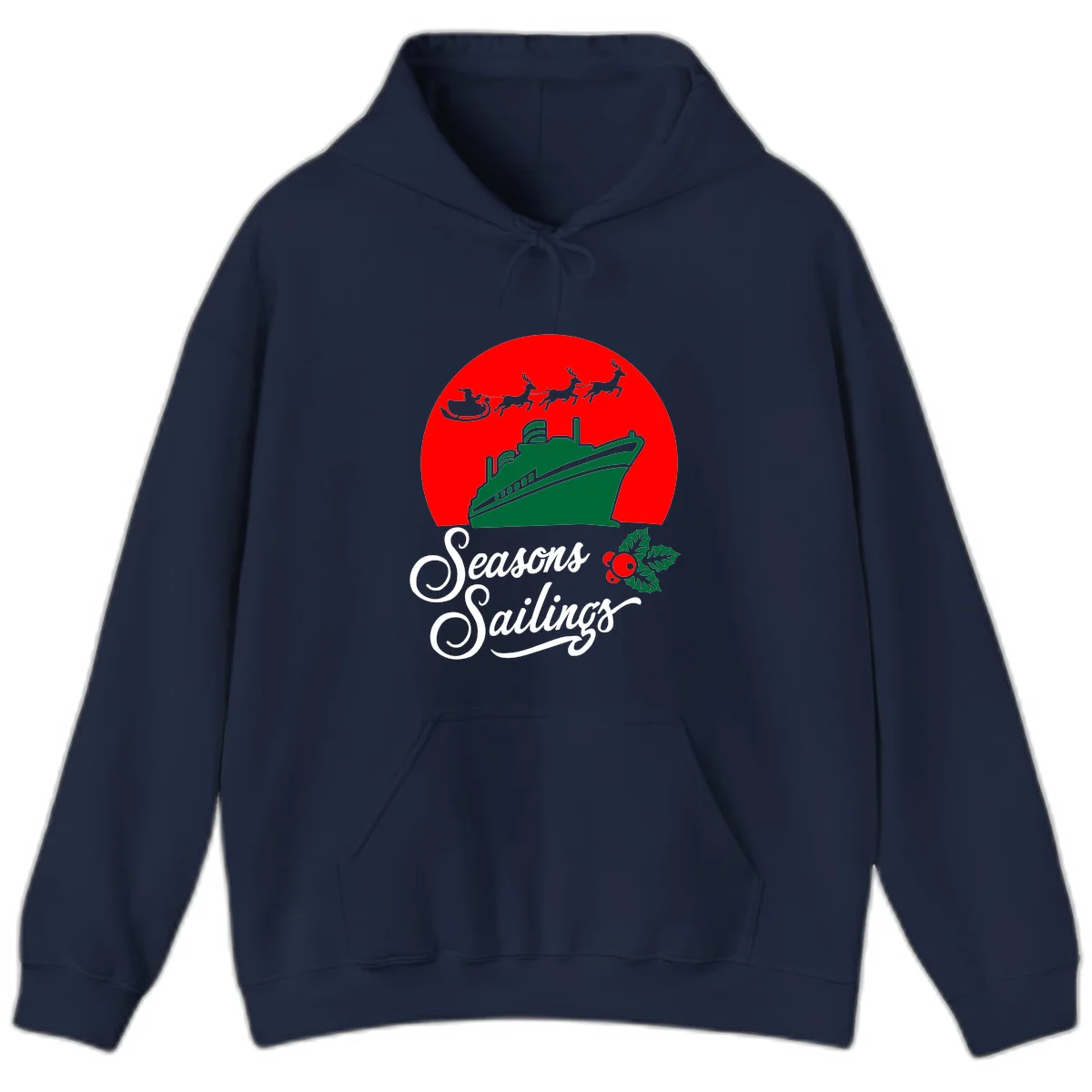 Seasons Sailings Cruise Ship Holiday Hoodie in Navy