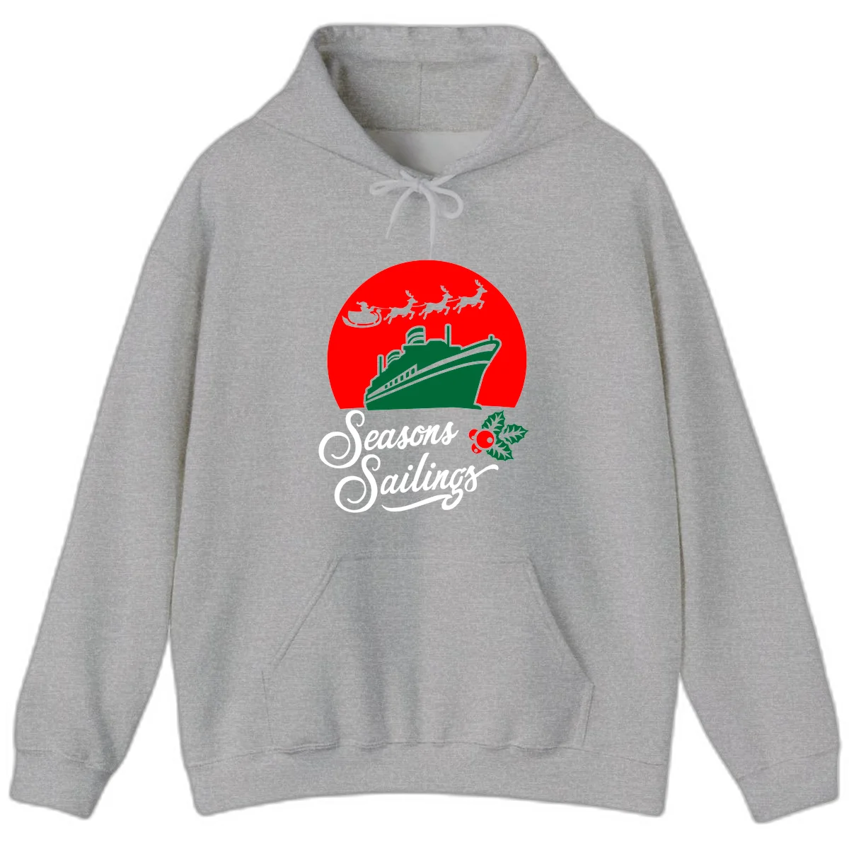 Seasons Sailings Cruise Ship Holiday Hoodie in Sport Grey