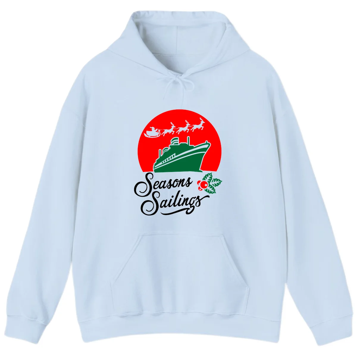 Seasons Sailings Cruise Ship Holiday Hoodie in Light Blue