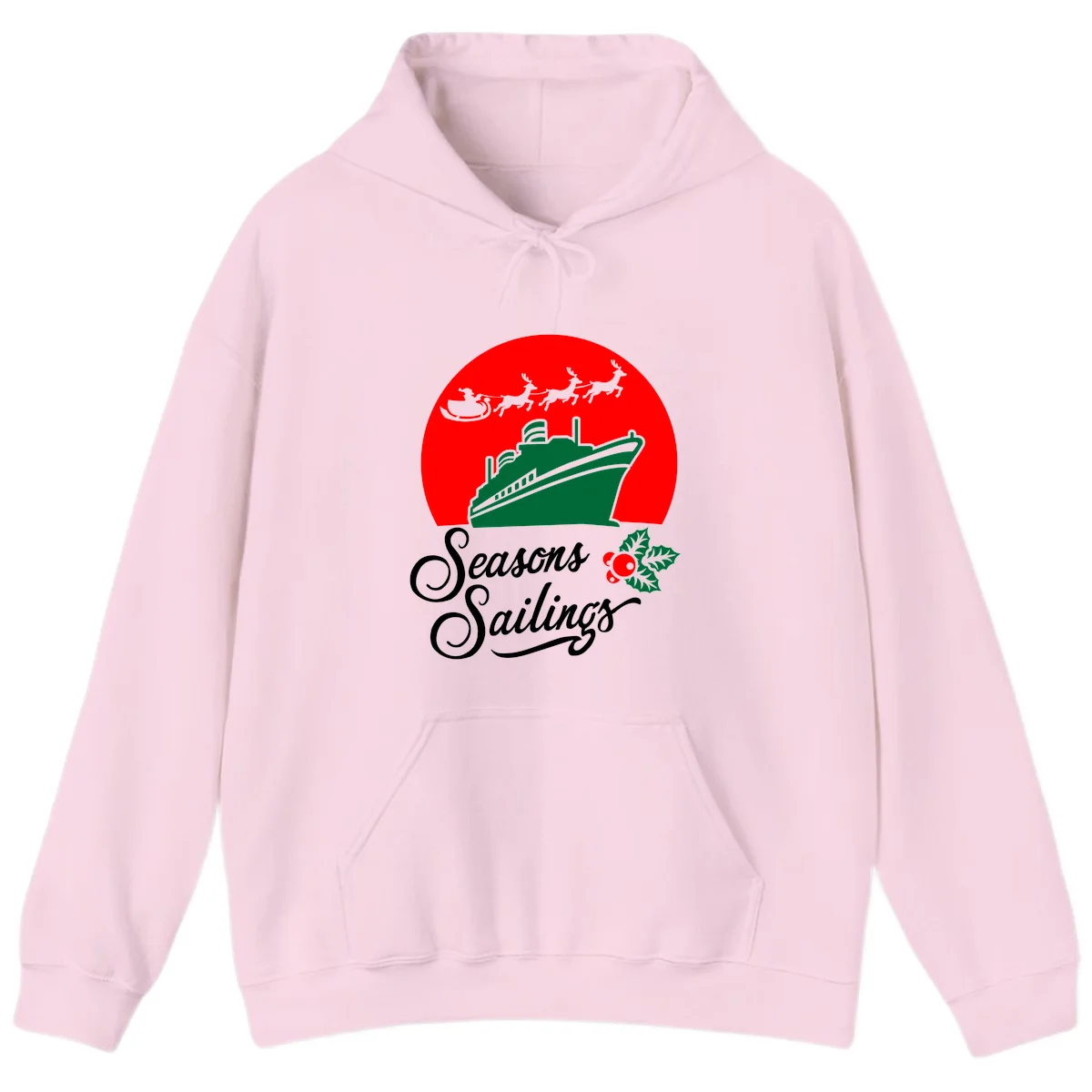 Seasons Sailings Cruise Ship Holiday Hoodie in Light Pink