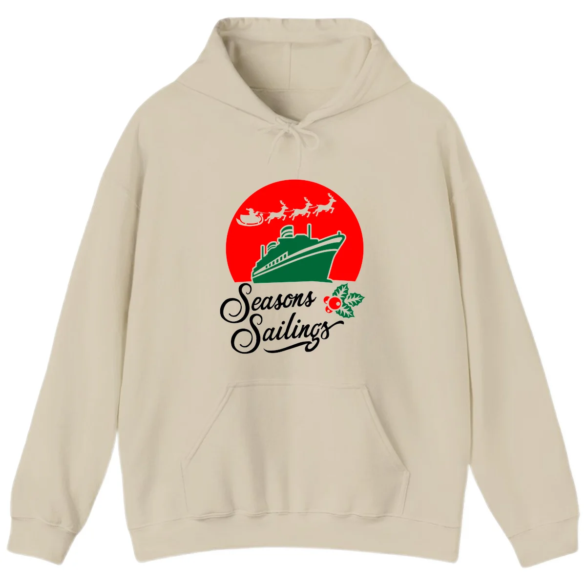 Seasons Sailings Cruise Ship Holiday Hoodie in Sand