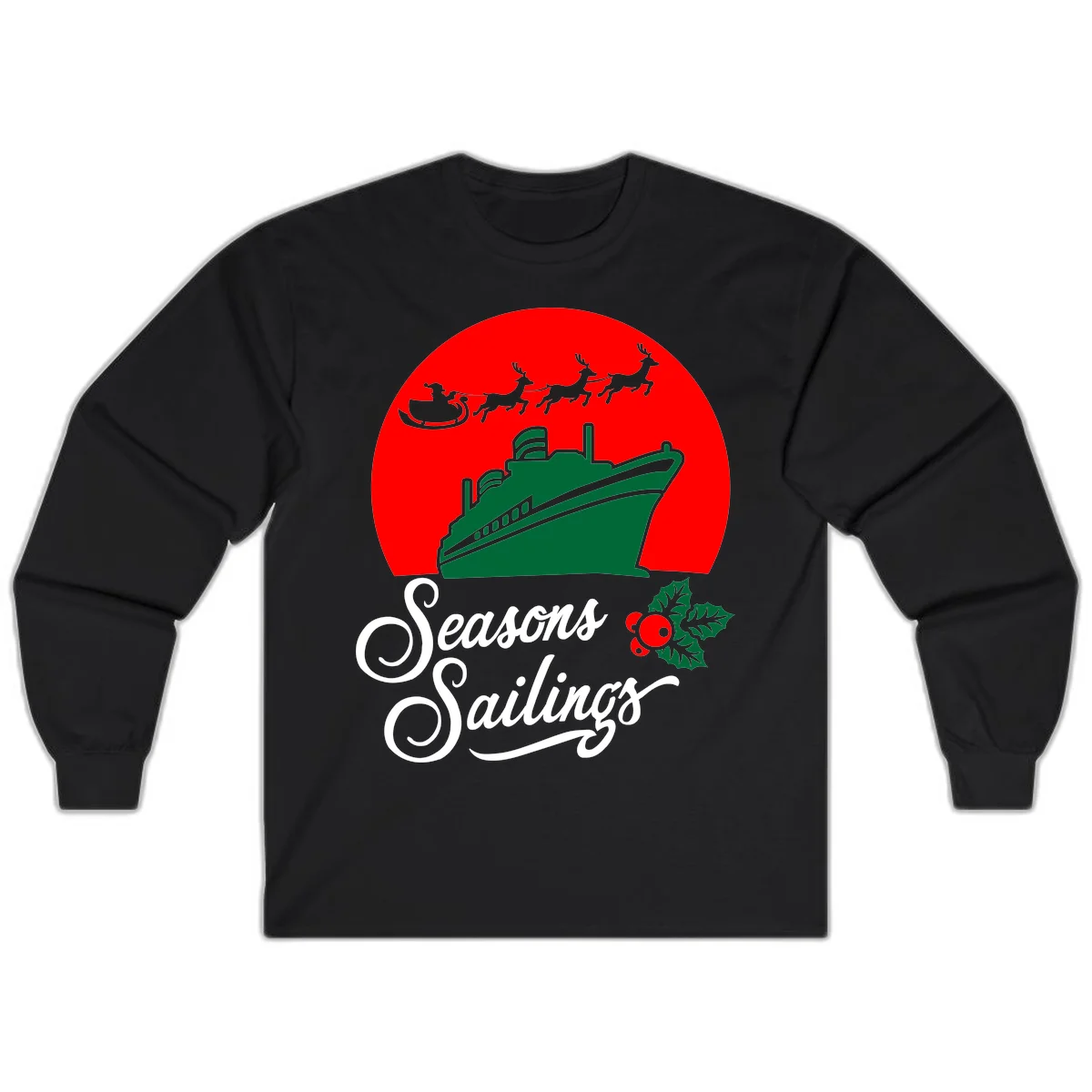 Seasons Sailings Cruise Ship Holiday Long Sleeve in Black