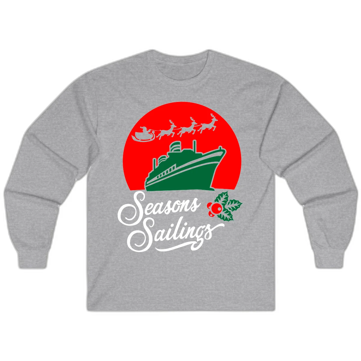 Seasons Sailings Cruise Ship Holiday Long Sleeve in Sport Grey