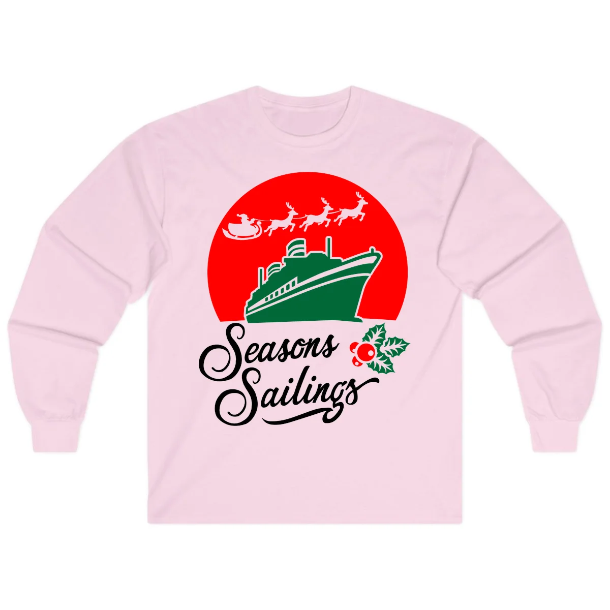 Seasons Sailings Cruise Ship Holiday Long Sleeve in Light Pink
