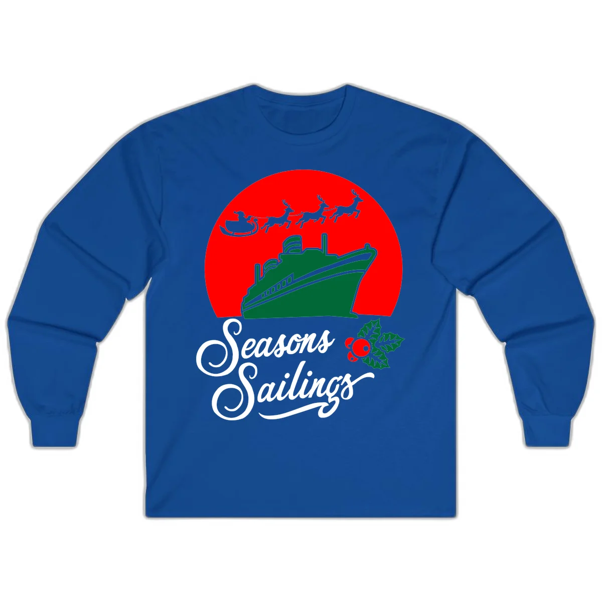 Seasons Sailings Cruise Ship Holiday Long Sleeve in Royal