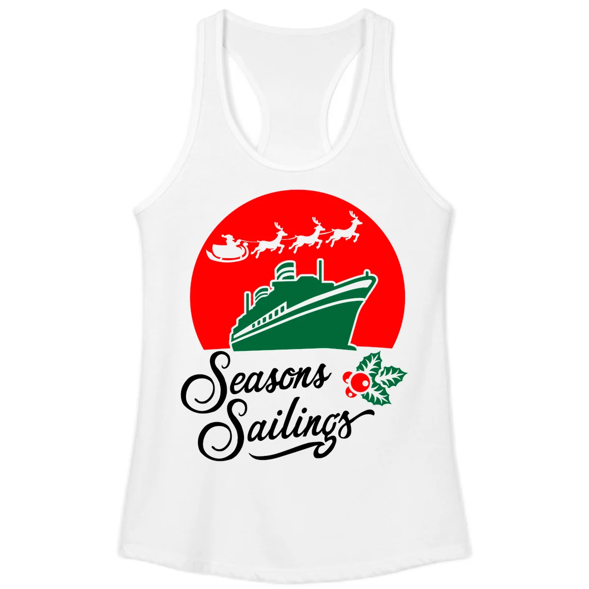 Seasons Sailings Cruise Ship Holiday Ladies Tank in White
