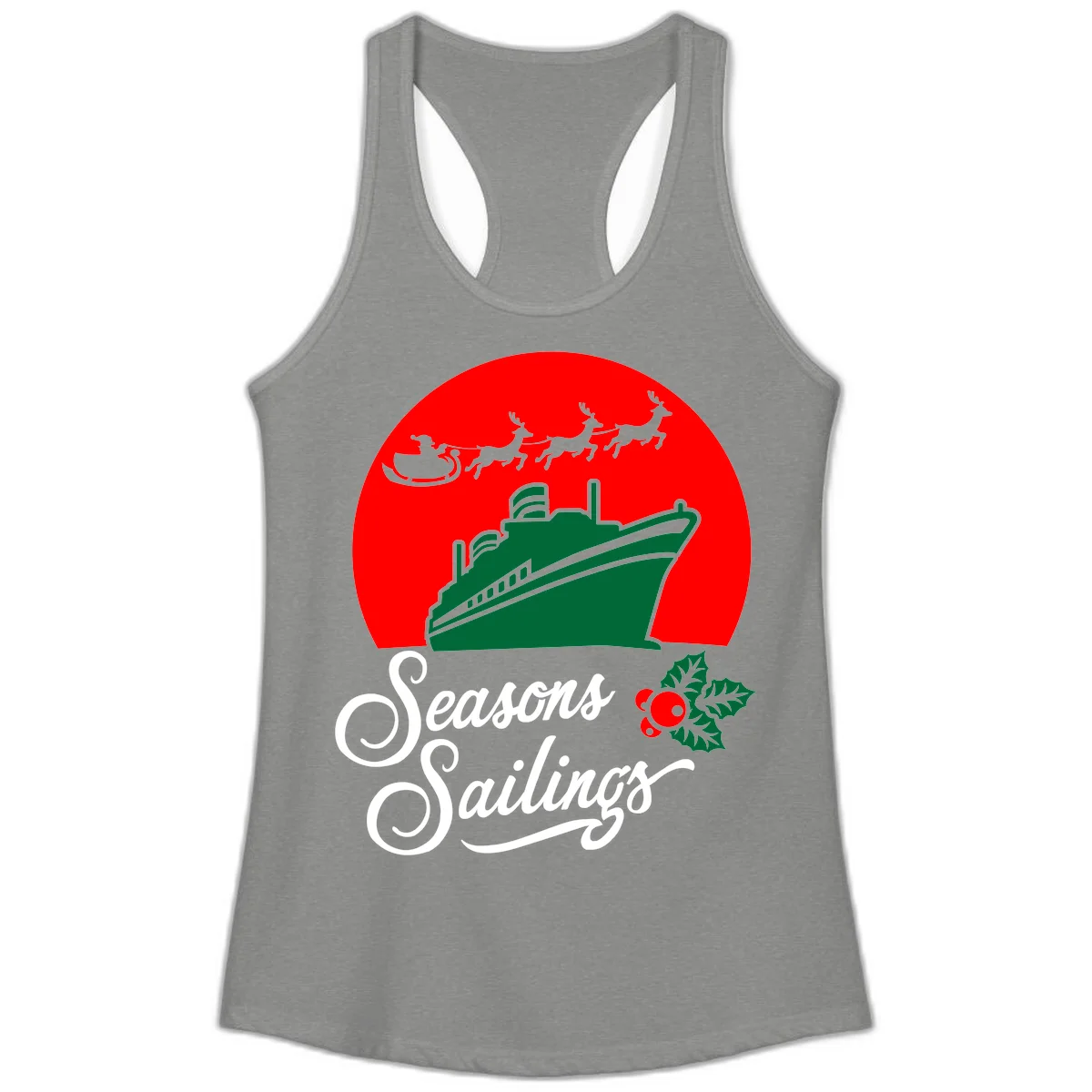 Seasons Sailings Cruise Ship Holiday Ladies Tank in Heather Grey