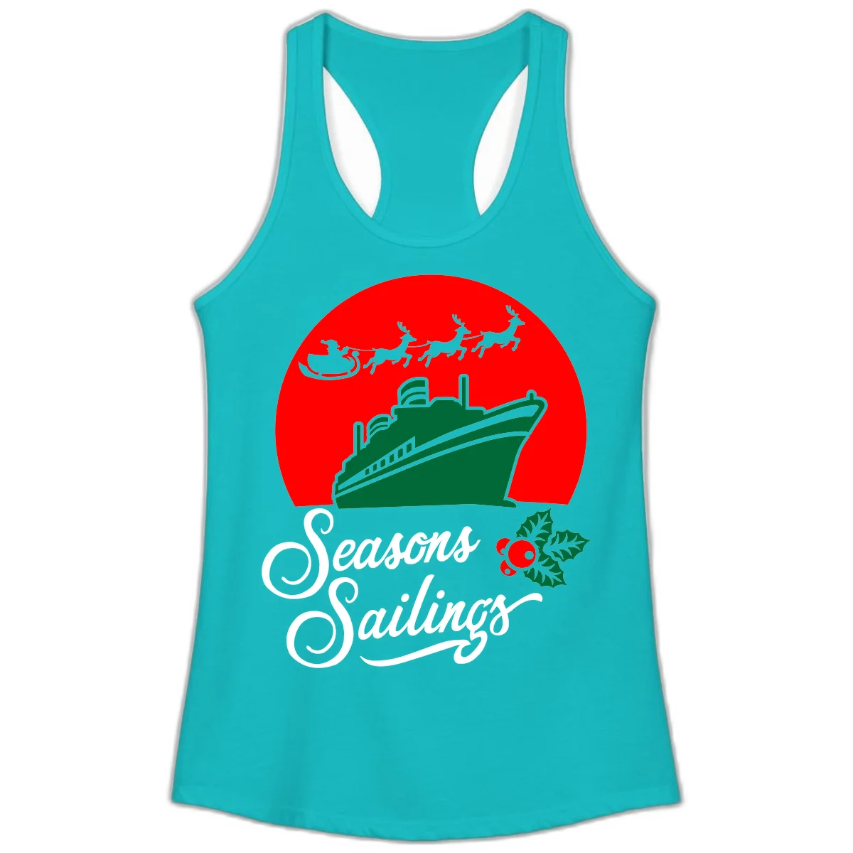 Seasons Sailings Cruise Ship Holiday Ladies Tank in Tahiti Blue