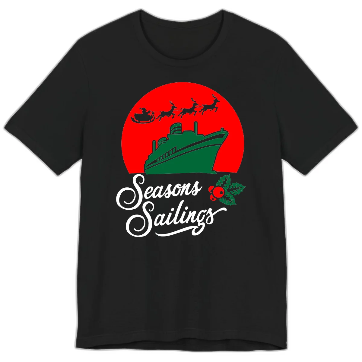 Seasons Sailings Cruise Ship Holiday Premium T-Shirt in Black