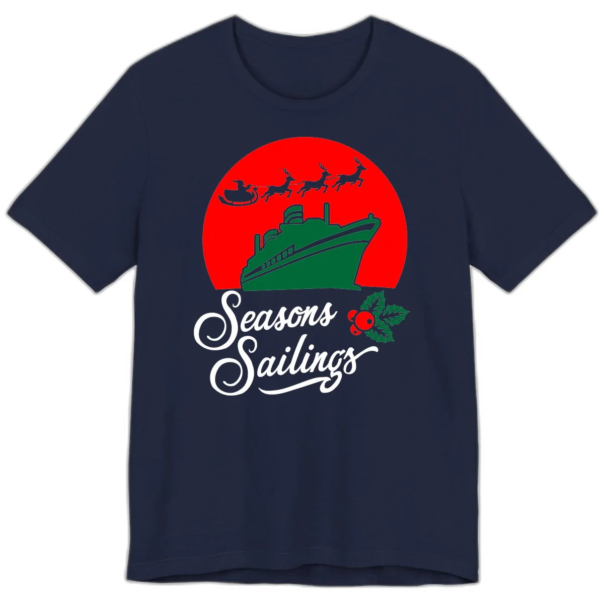 Seasons Sailings Cruise Ship Holiday Premium T-Shirt in Navy