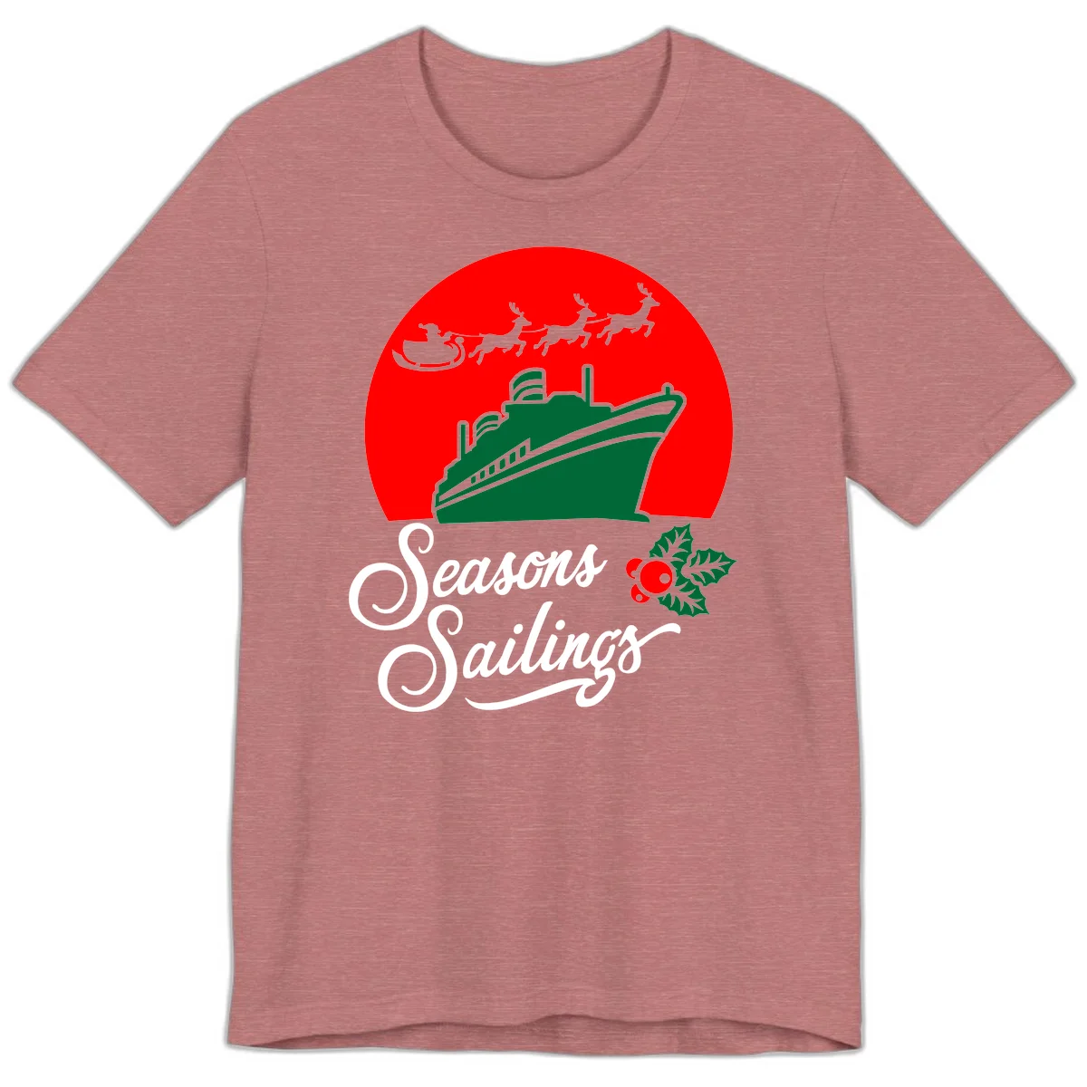 Seasons Sailings Cruise Ship Holiday Premium T-Shirt in Heather Mauve