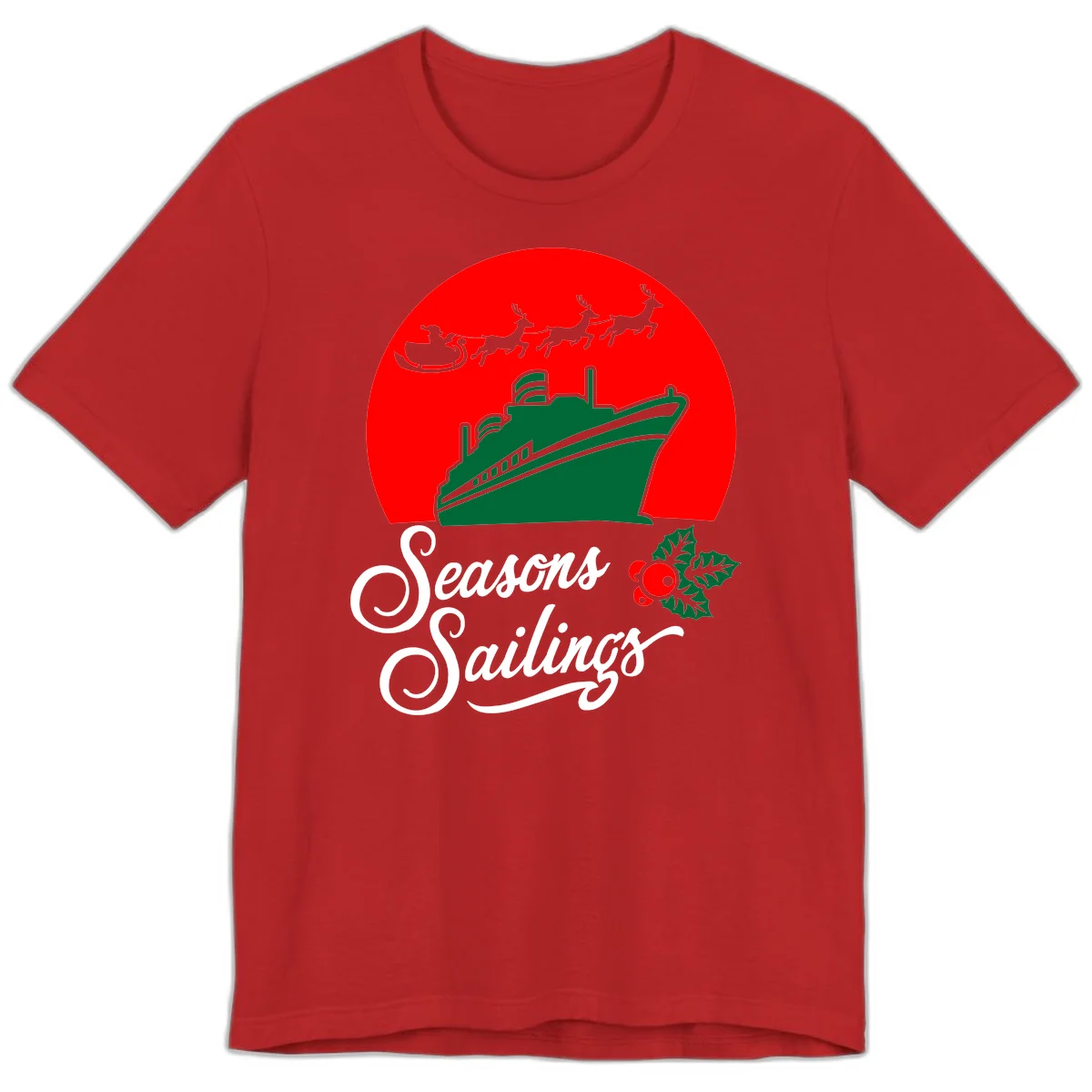 Seasons Sailings Cruise Ship Holiday Premium T-Shirt in Red