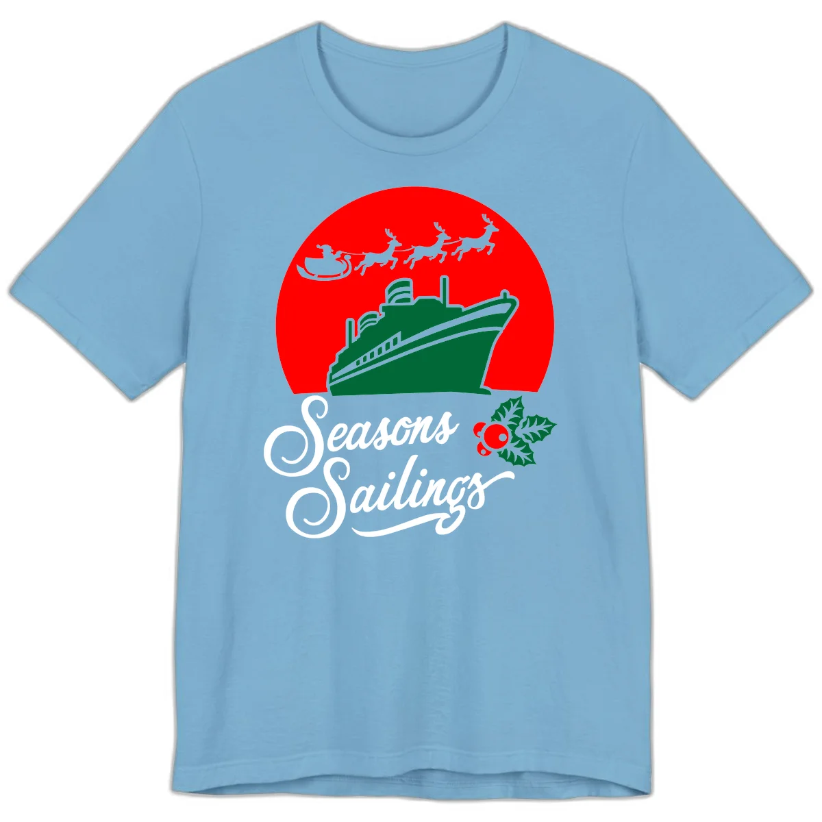 Seasons Sailings Cruise Ship Holiday Premium T-Shirt in Ocean Blue