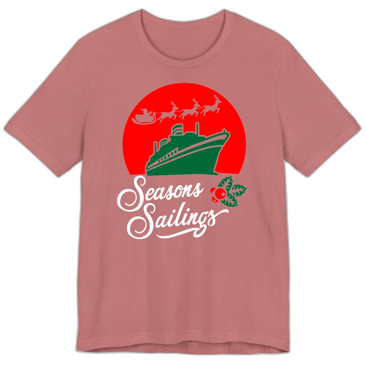 Seasons Sailings Cruise Ship Holiday Premium T-Shirt in Mauve