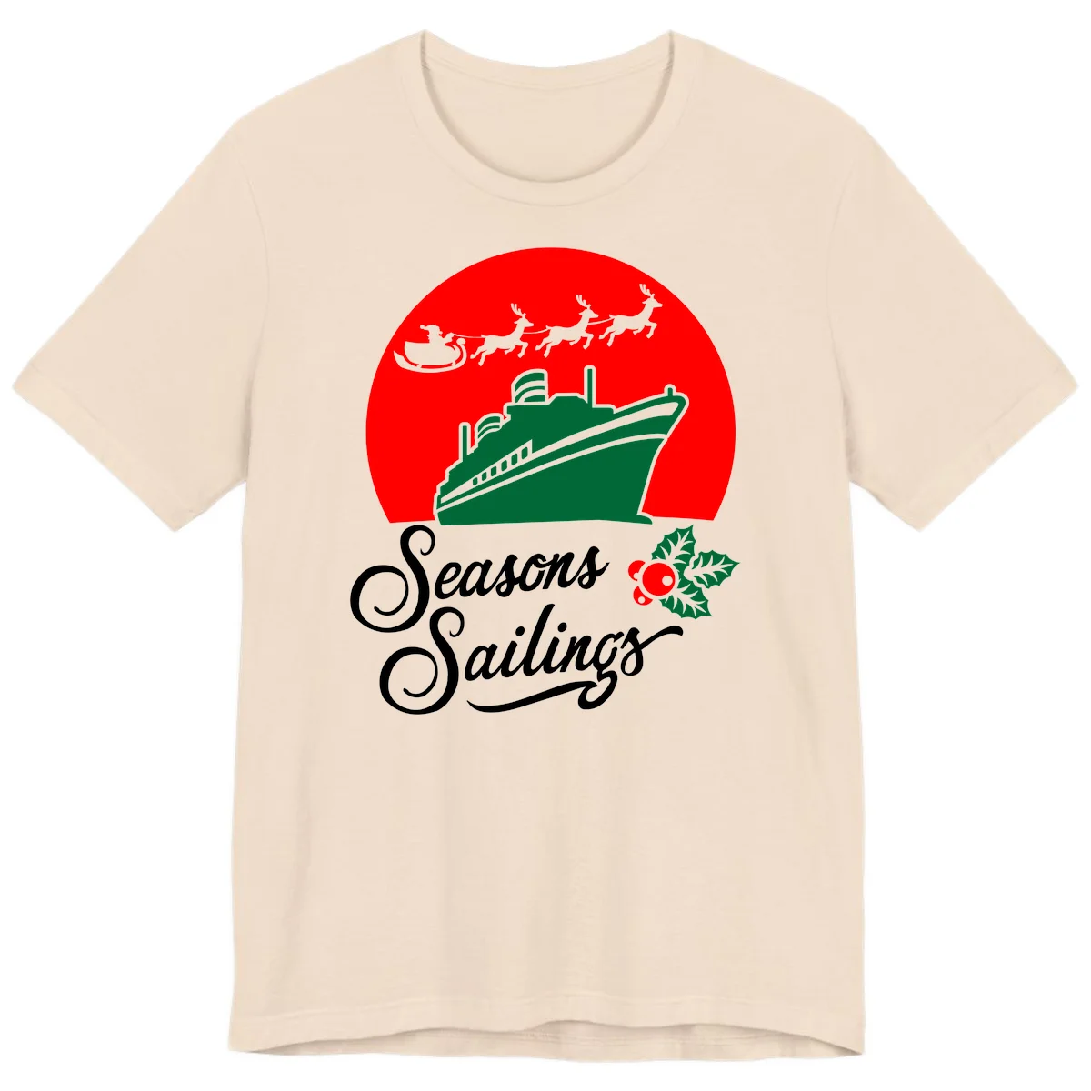 Seasons Sailings Cruise Ship Holiday Premium T-Shirt in Soft Cream