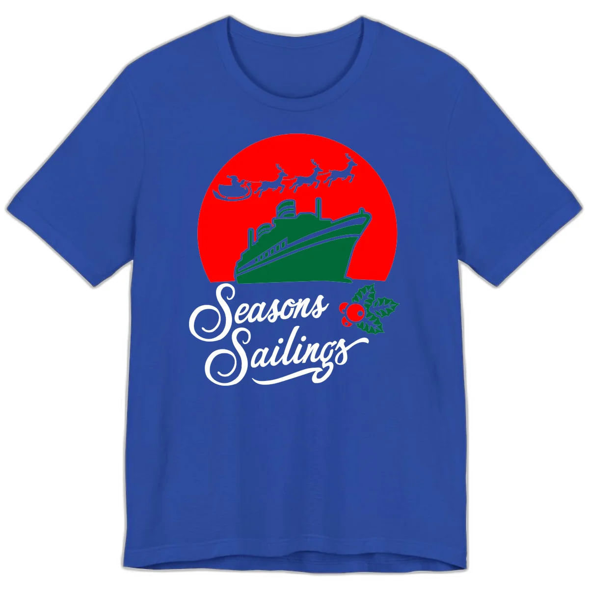 Seasons Sailings Cruise Ship Holiday Premium T-Shirt in True Royal