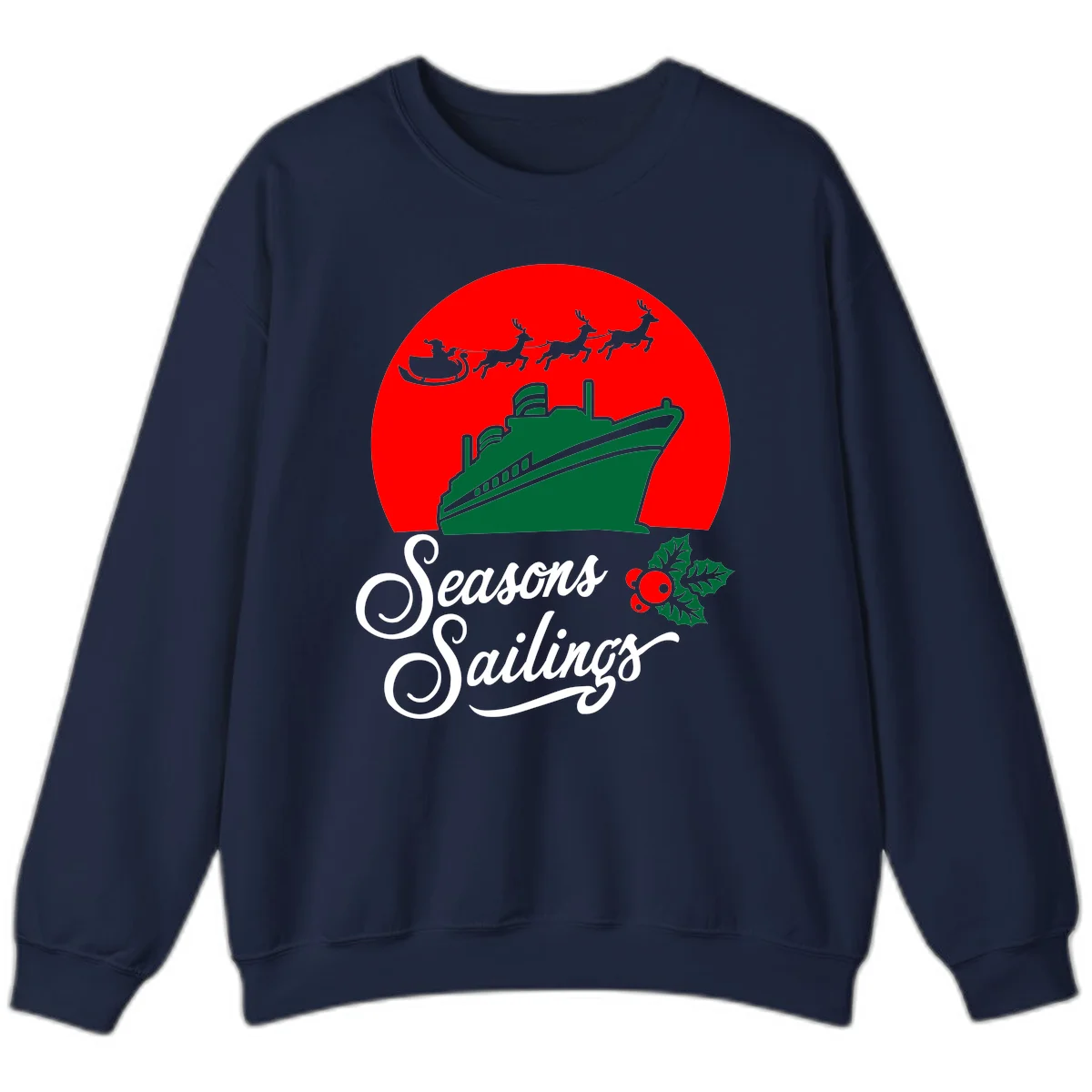 Seasons Sailings Cruise Ship Holiday Sweatshirt in Navy