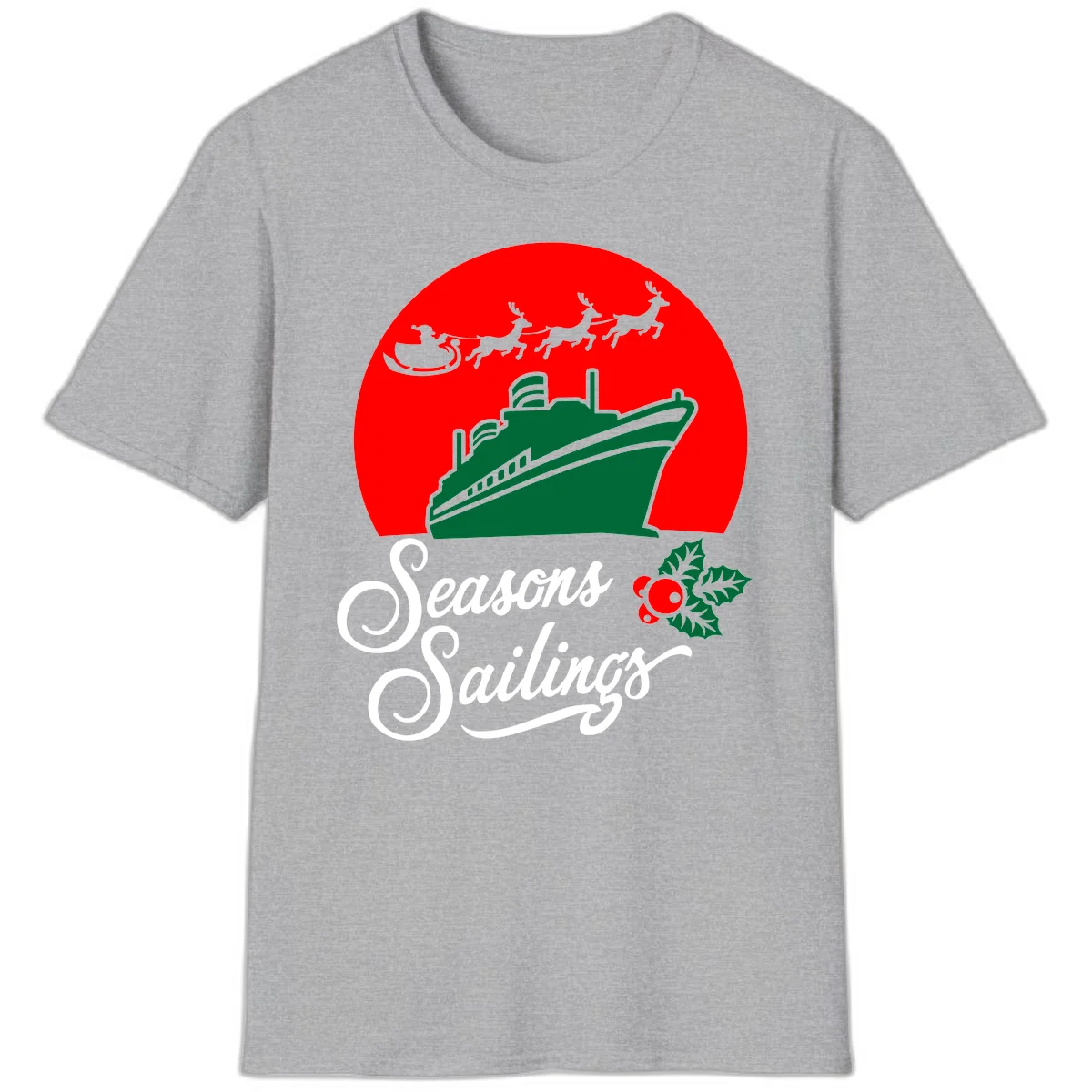 Seasons Sailings Cruise Ship Holiday T-Shirt in Sport Grey