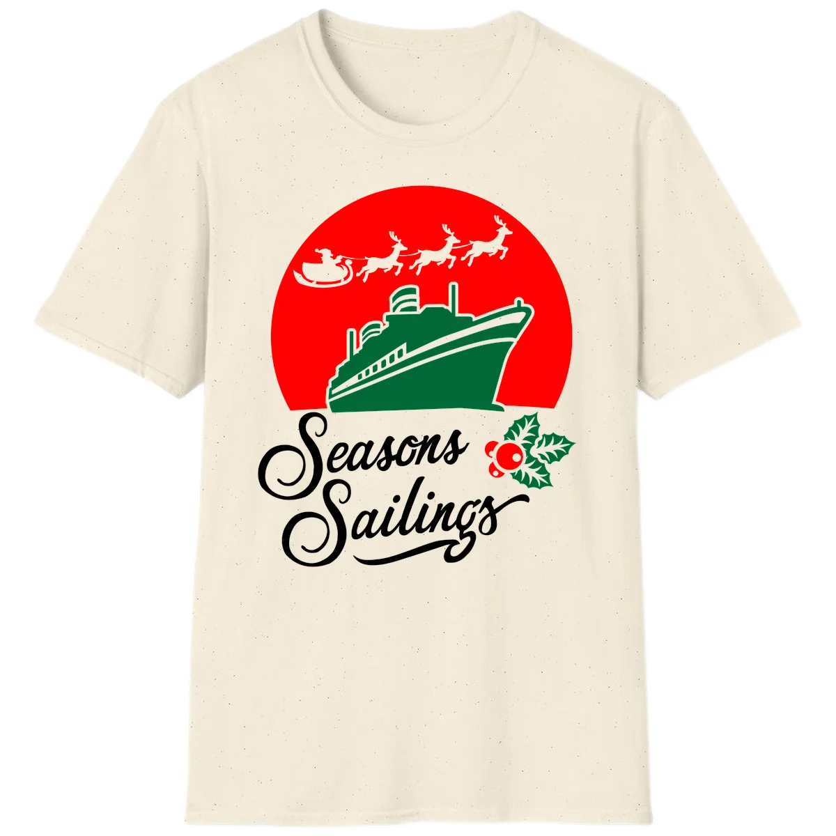Seasons Sailings Cruise Ship Holiday T-Shirt in Natural