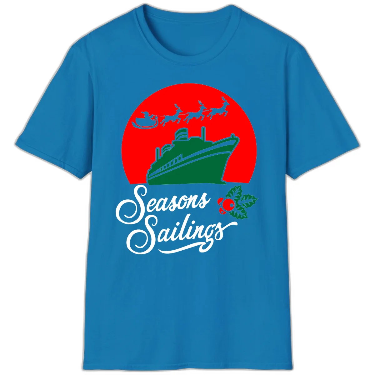 Seasons Sailings Cruise Ship Holiday T-Shirt in Sapphire