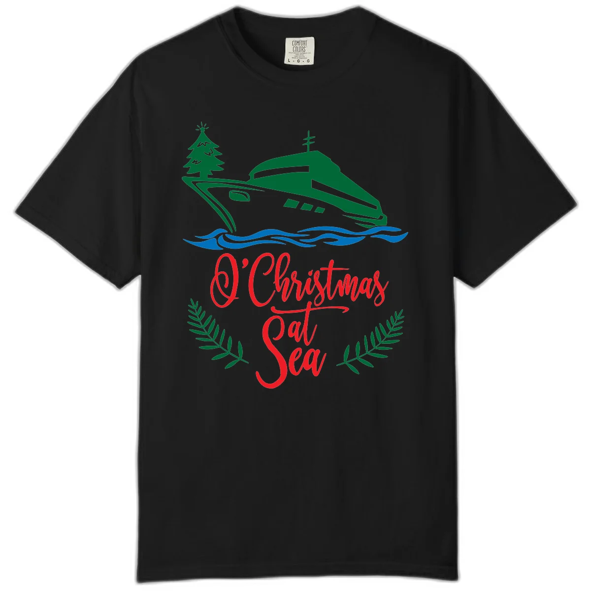 O Christmas At Sea Comfort Color Tee in Black