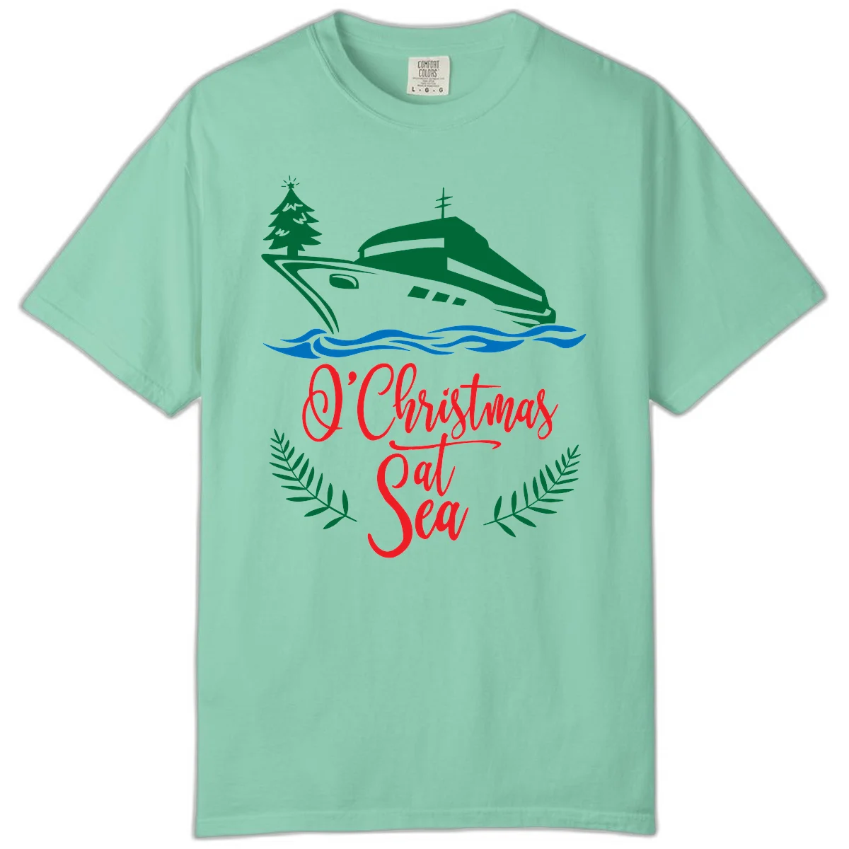 O Christmas At Sea Comfort Color Tee in Island Reef