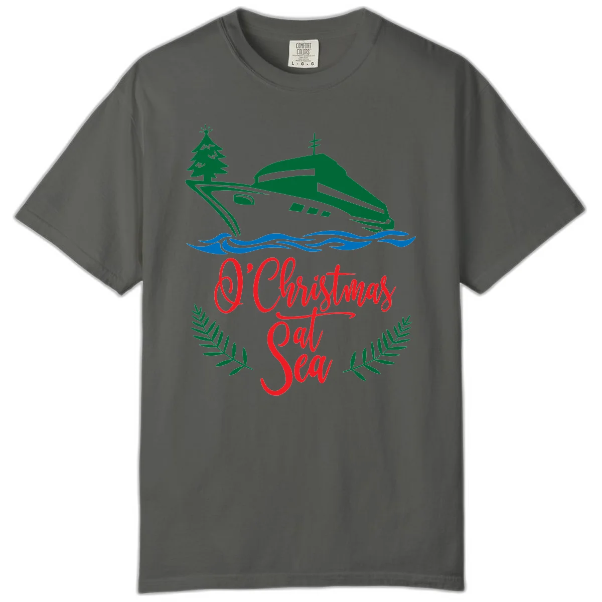 O Christmas At Sea Comfort Color Tee in Pepper