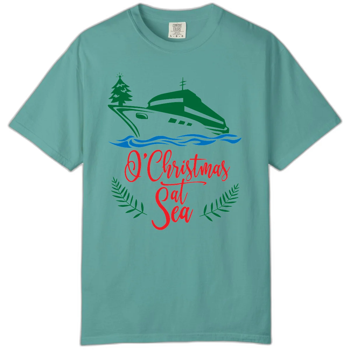 O Christmas At Sea Comfort Color Tee in Seafoam