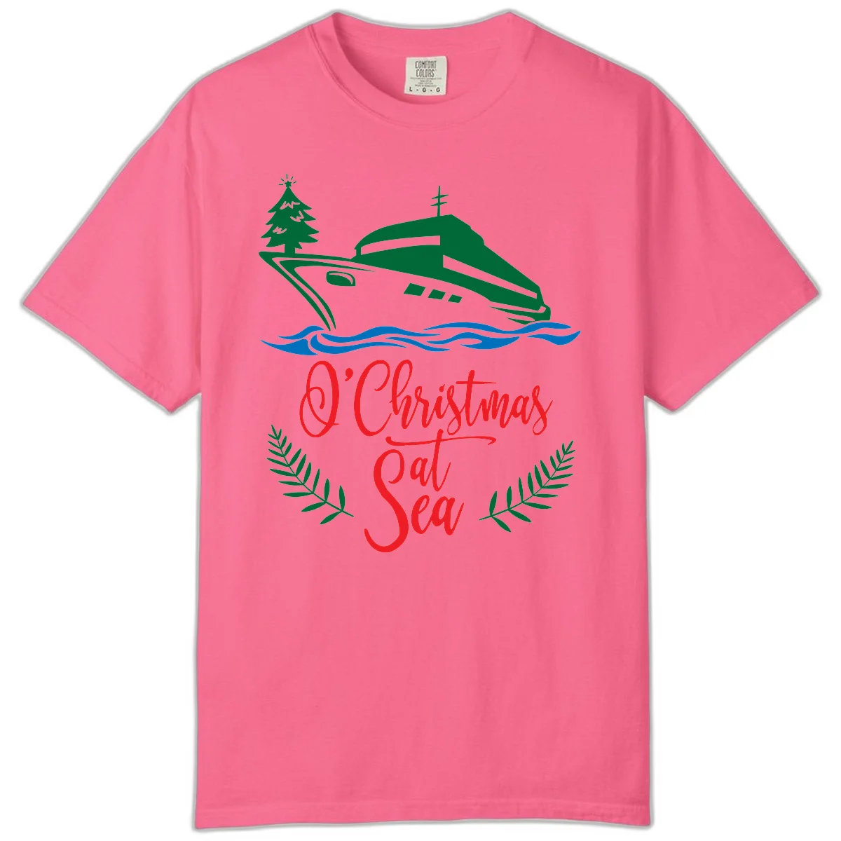 O Christmas At Sea Comfort Color Tee in Crunchberry