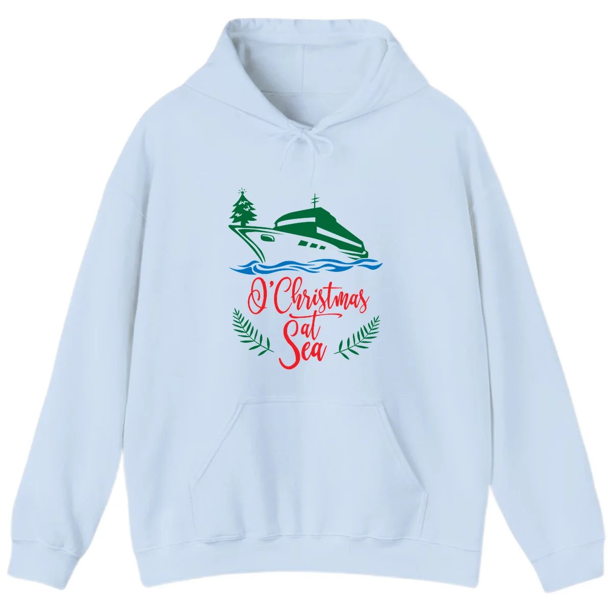 O Christmas At Sea Hoodie in Light Blue