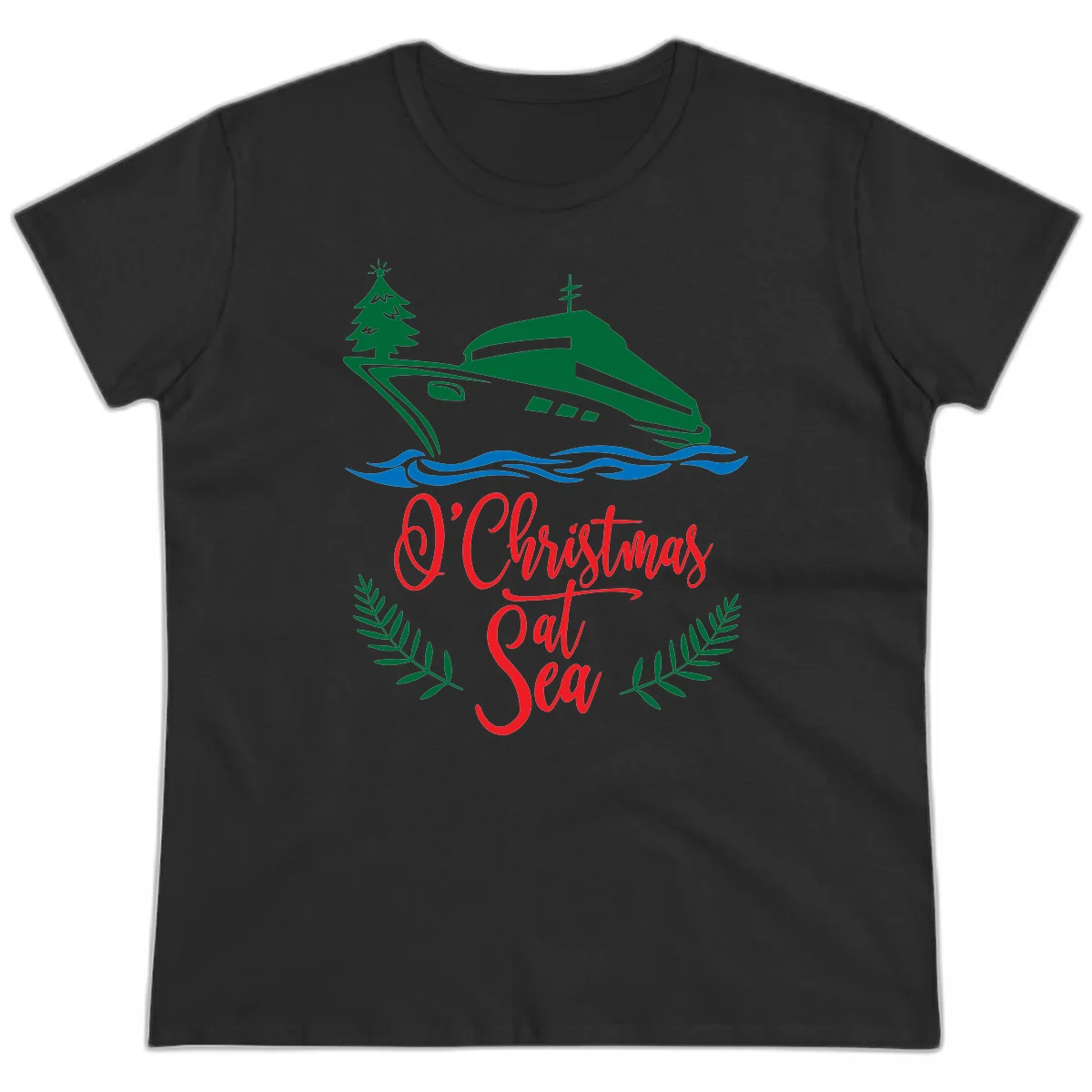 O Christmas At Sea Ladies Tee in Black
