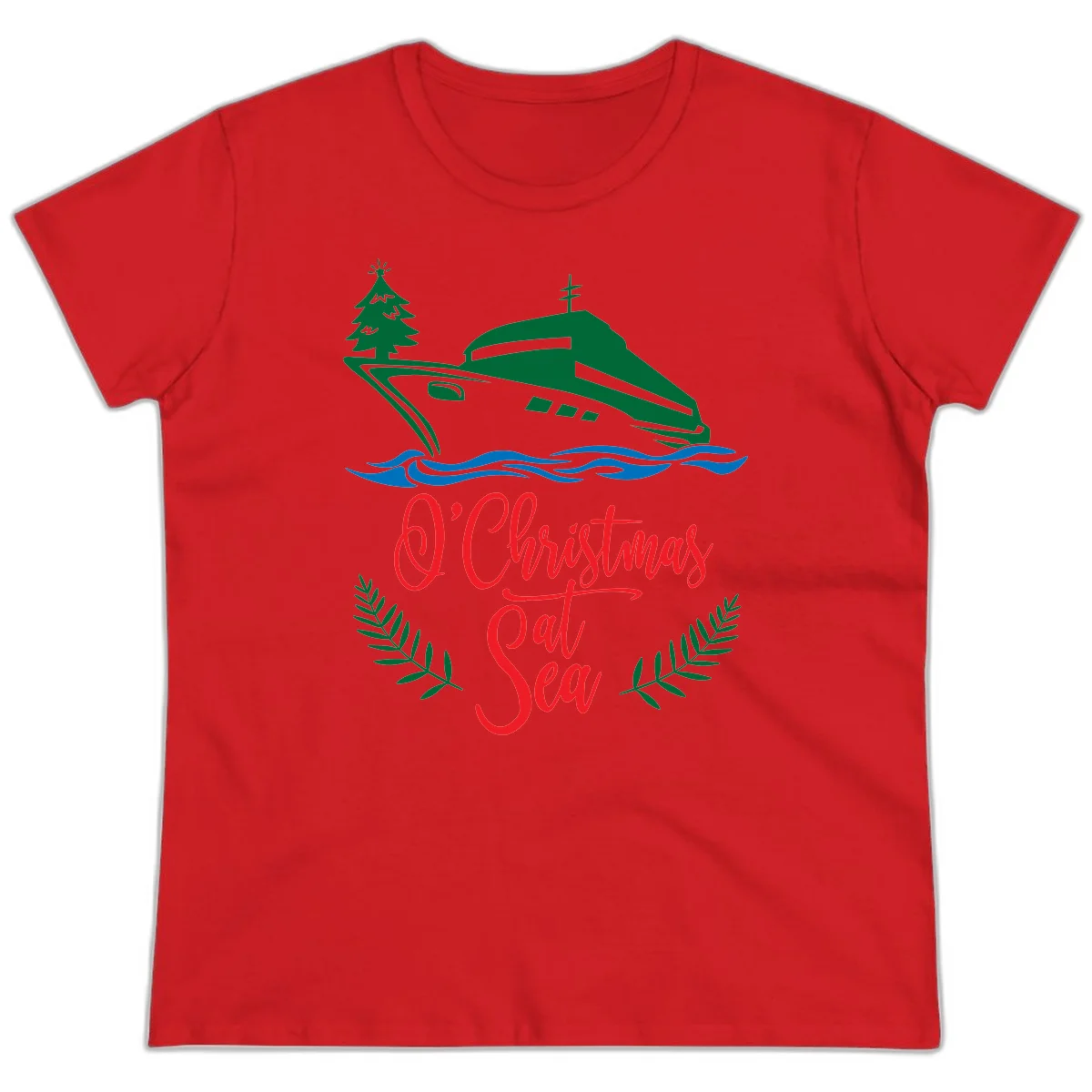 O Christmas At Sea Ladies Tee in Red