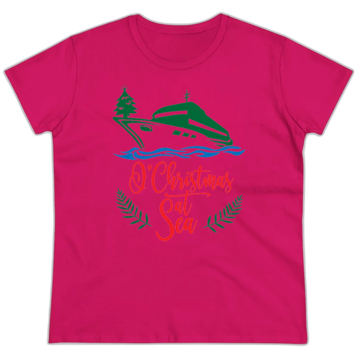 O Christmas At Sea Ladies Tee in Heliconia