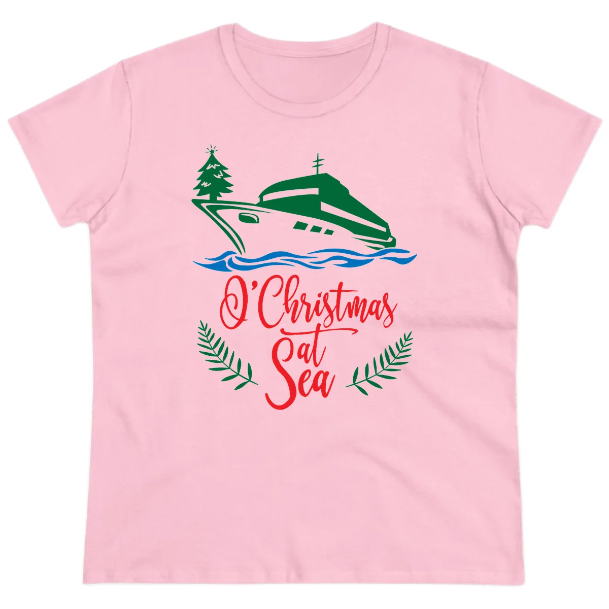 O Christmas At Sea Ladies Tee in Light Pink