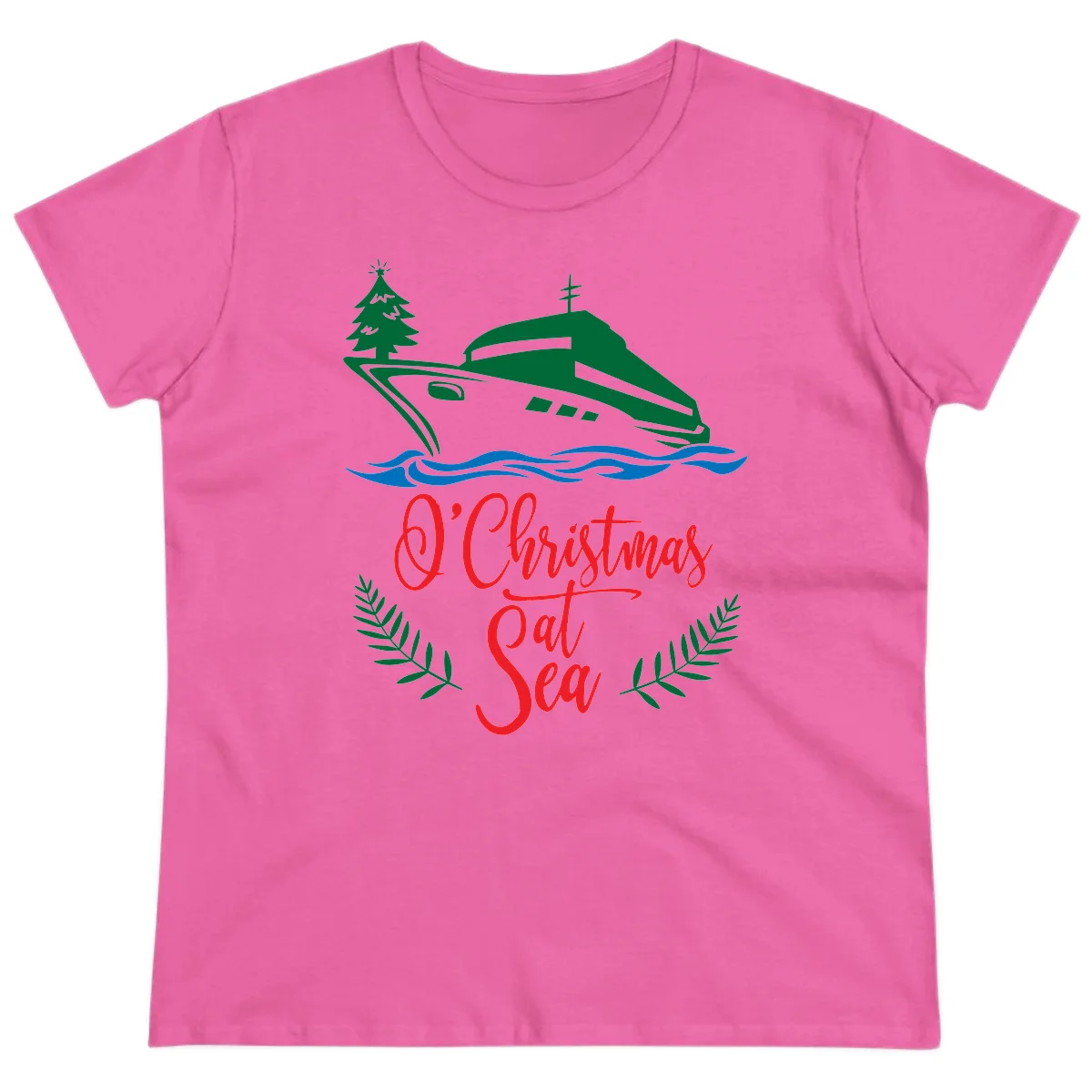 O Christmas At Sea Ladies Tee in Azalea
