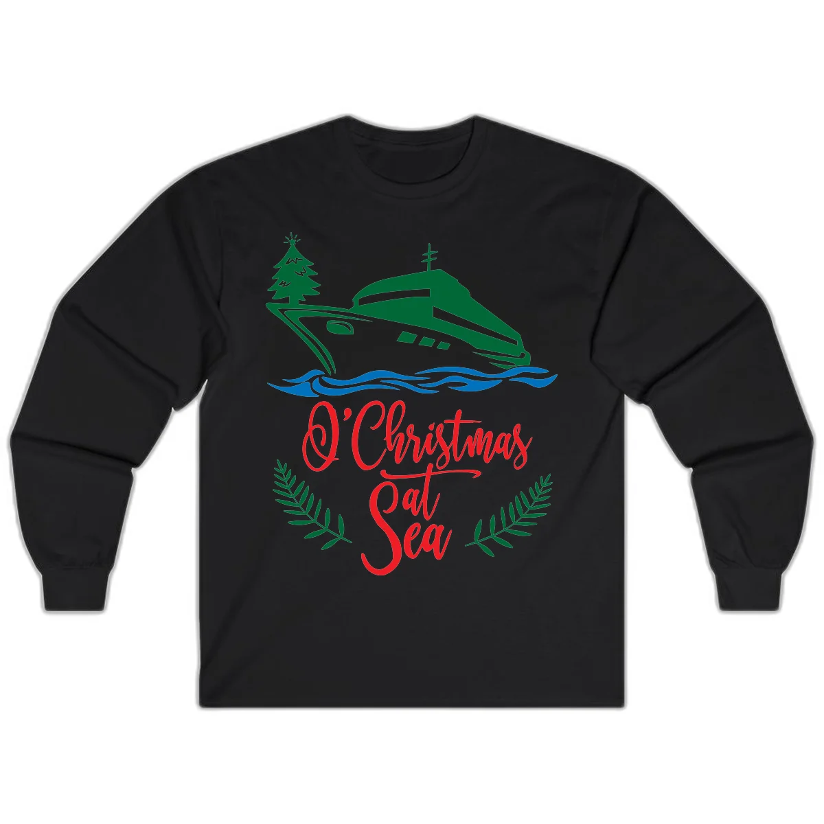 O Christmas At Sea Long Sleeve Tee in Black